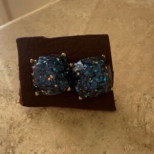Blue Glitter Stud Earrings